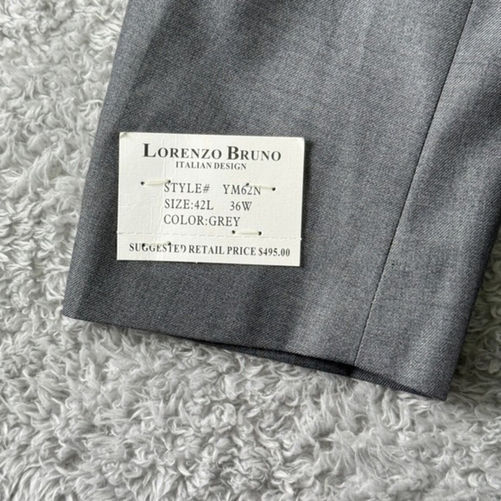 Lorenzo Bruno Mens Grey Tuxedo Suit 2pc Peak Lapel YM62N 42L 36W New - Picture 5 of 16
